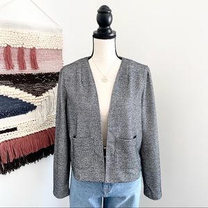 J. Crew 365 Open Front Cropped Boucle Blazer Jacket Gray Size M